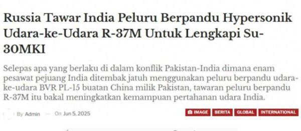 中金财富 射程300千米！俄罗斯同意向印度提供R-37M，霹雳-17得出场了？